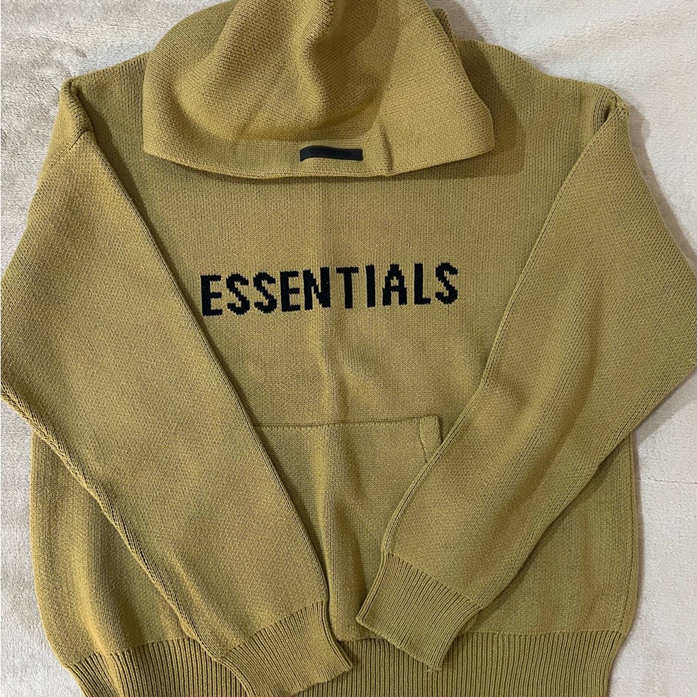 Fear of God Essentials Knit Pullover Hoodie Amber Size L